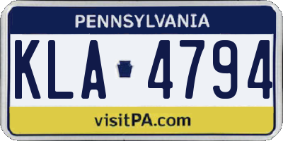 PA license plate KLA4794