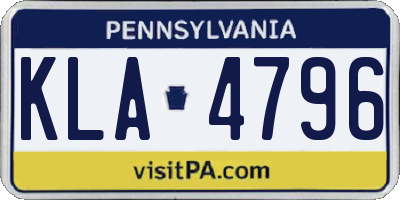 PA license plate KLA4796