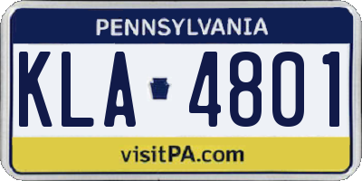 PA license plate KLA4801