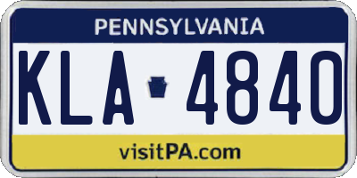 PA license plate KLA4840