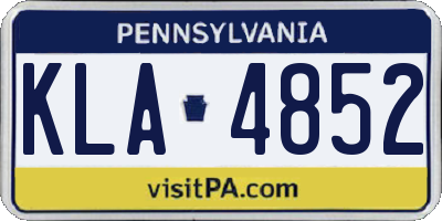 PA license plate KLA4852