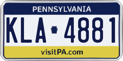 PA license plate KLA4881