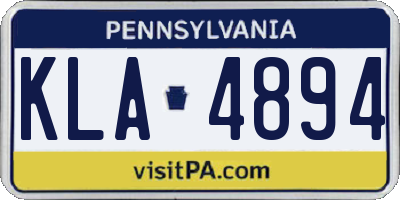 PA license plate KLA4894