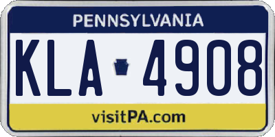 PA license plate KLA4908