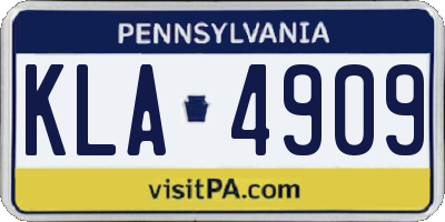 PA license plate KLA4909