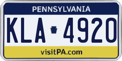 PA license plate KLA4920