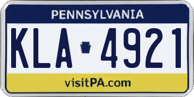 PA license plate KLA4921