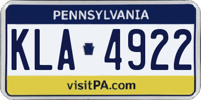 PA license plate KLA4922