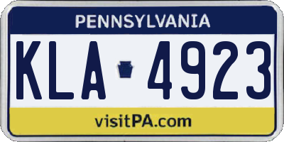 PA license plate KLA4923