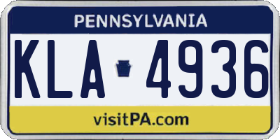 PA license plate KLA4936