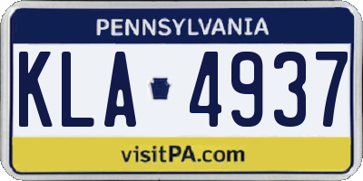 PA license plate KLA4937