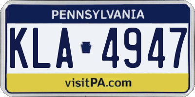 PA license plate KLA4947