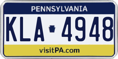 PA license plate KLA4948