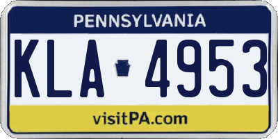 PA license plate KLA4953