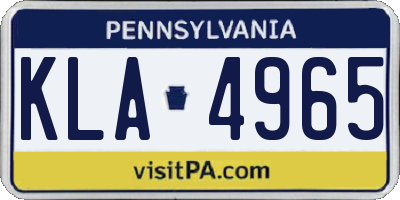 PA license plate KLA4965