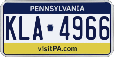 PA license plate KLA4966