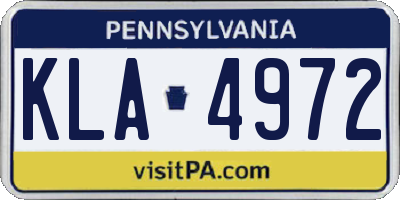 PA license plate KLA4972