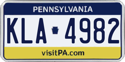 PA license plate KLA4982