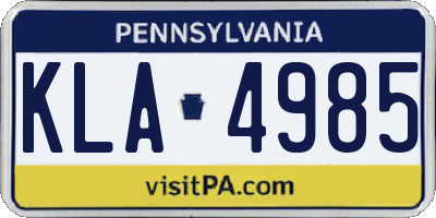 PA license plate KLA4985