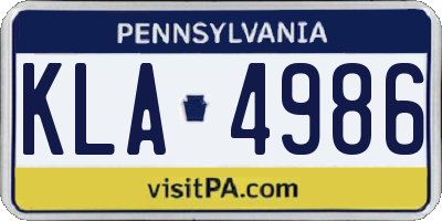 PA license plate KLA4986