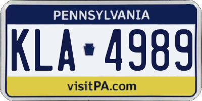 PA license plate KLA4989