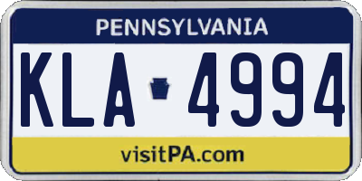 PA license plate KLA4994