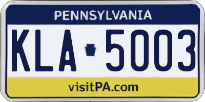 PA license plate KLA5003