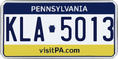 PA license plate KLA5013