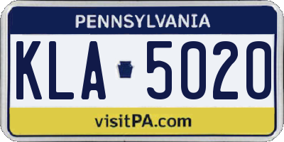 PA license plate KLA5020