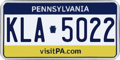 PA license plate KLA5022