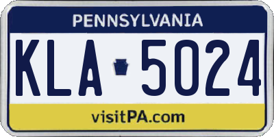 PA license plate KLA5024