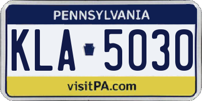 PA license plate KLA5030