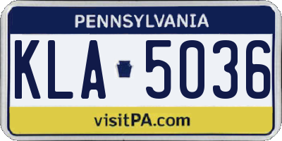 PA license plate KLA5036