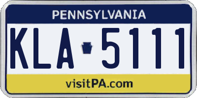 PA license plate KLA5111