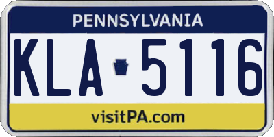 PA license plate KLA5116