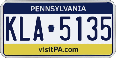 PA license plate KLA5135