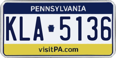 PA license plate KLA5136