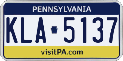 PA license plate KLA5137