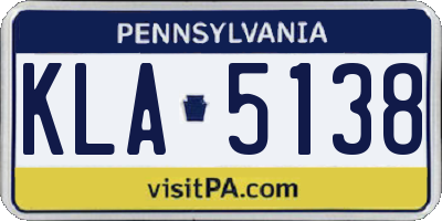 PA license plate KLA5138