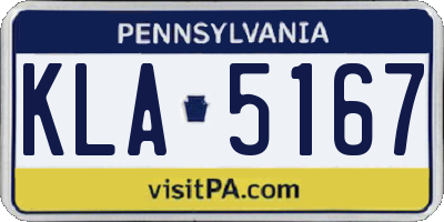 PA license plate KLA5167