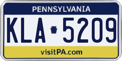 PA license plate KLA5209