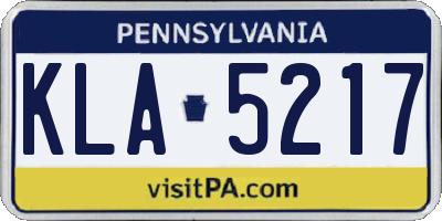 PA license plate KLA5217