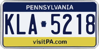PA license plate KLA5218
