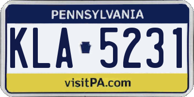 PA license plate KLA5231