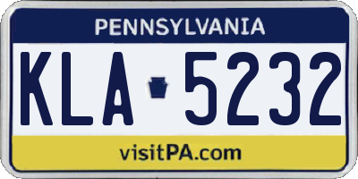 PA license plate KLA5232