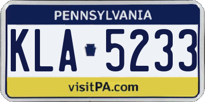 PA license plate KLA5233