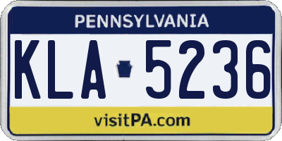 PA license plate KLA5236