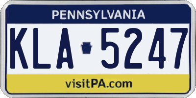 PA license plate KLA5247