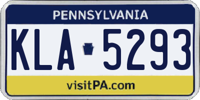 PA license plate KLA5293