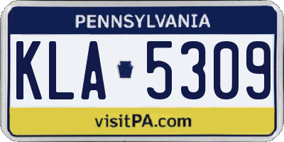 PA license plate KLA5309